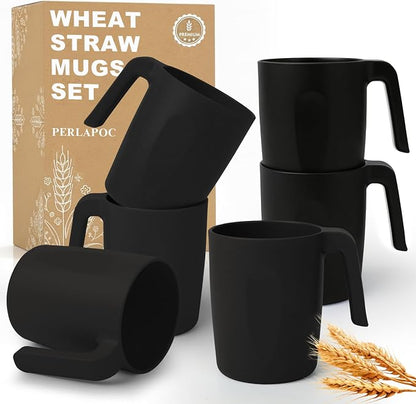 Wheat Straw Coffee Mugs 16 OZ, Unbreakable Drinking Cups by Perlapoc