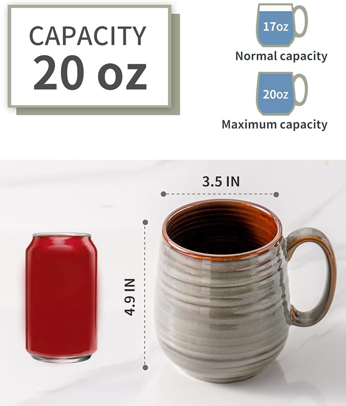 HASENSE Coffee Mug, 20 oz Large Ceramic Latte Cup - Image 6