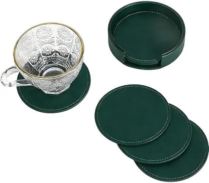 6PCS 4 Inch PU Leather Round Cup Holders Leather Coasters - Image 6
