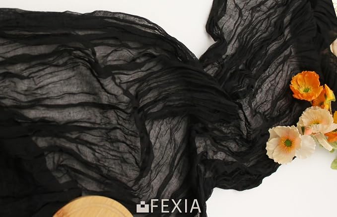 Black Cheesecloth Table Runner Rust Boho Fall Party Decoration | 35x120 Inches - Image 4