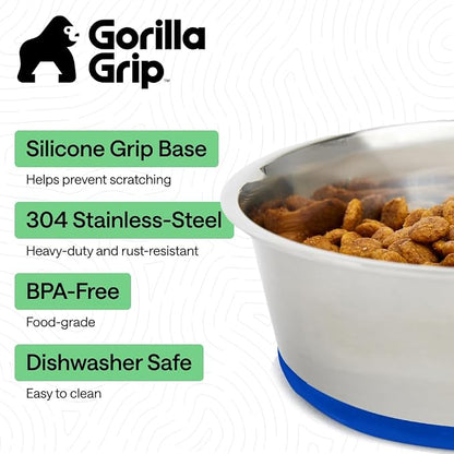 GORILLA GRIP Dog Bowls, Food Grade 304 Stainless Steel, Holds 6 Cups Each Food - Image 2