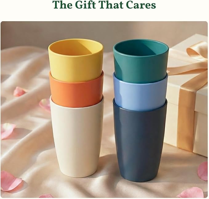 Homienly Unbreakable Plastic Cups Set Wheat Straw Cups 20 OZ Drinking Cups - Image 8