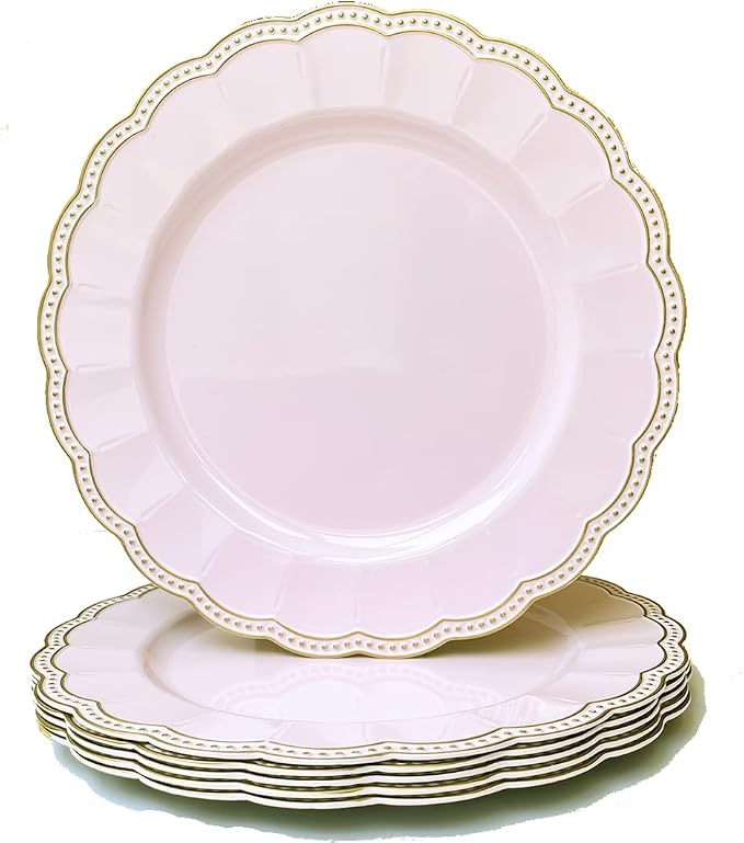 Pink Round Charger Plates, 13 Inch Metallic Chargers by Umisriro