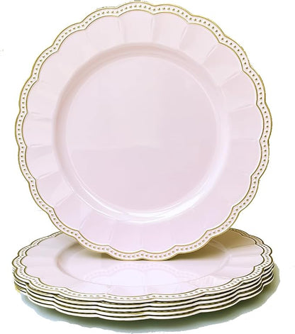 Pink Round Charger Plates, 13 Inch Metallic Chargers by Umisriro