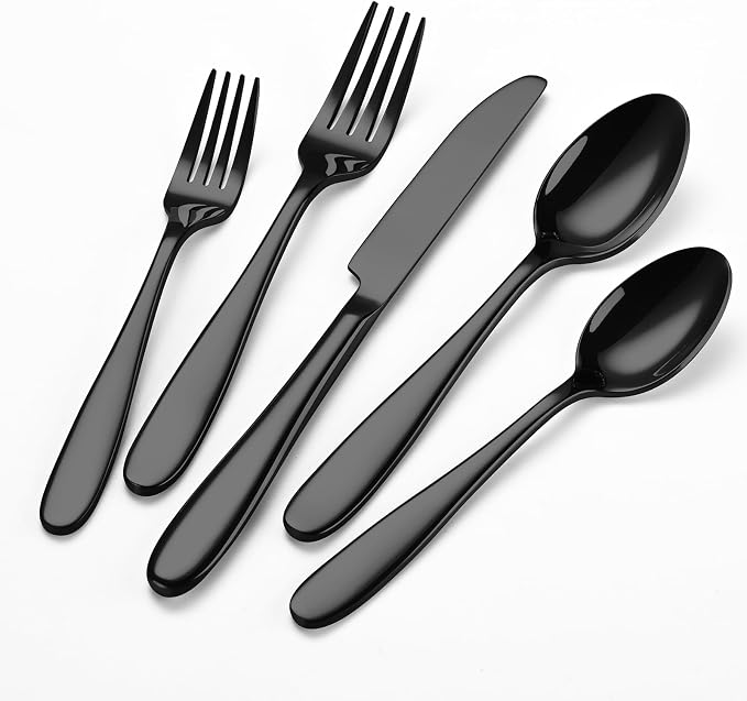 20-Piece Black Silverware Set, Flatware Set by Remoxye