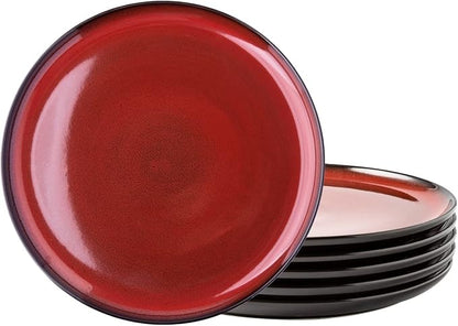 LERATIO Ceramic Plate Set of 6, 8.5 Inch Reactive Glaze Salad Plates | Modern by LeRatio