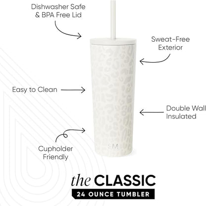 Simple Modern Iced Coffee Tumbler, Insulated | 24oz | Leopard | Reusable - Image 2