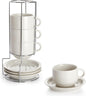 Sweese Porcelain Cappuccino Cups Set - 8 oz Stackable Coffee Mugs by Sweese