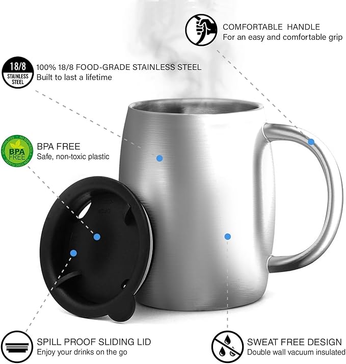 CHILLOUT LIFE Stainless Steel Insulated Coffee Mugs Set of 2 – Double Wall - Image 3