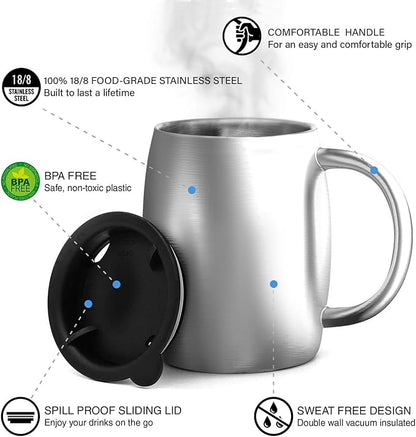 CHILLOUT LIFE Stainless Steel Insulated Coffee Mugs Set of 2 – Double Wall - Image 3