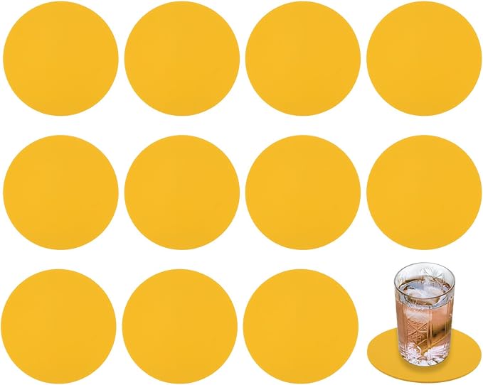 uxcell Round Faux Leather Coasters 4 Inch, Drink Coasters Suit by uxcell