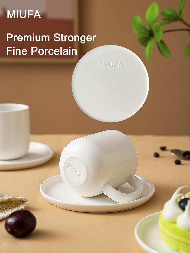 Set of 1 Espresso Cups And Saucers In Stronger Porcelain 3.5oz, Mini Coffee - Image 5