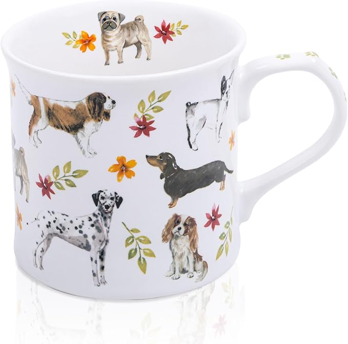 Cute Dog Coffee Mug, 12 oz Premium New Bone China Tankard Coffee Tea Mug by MFoffice