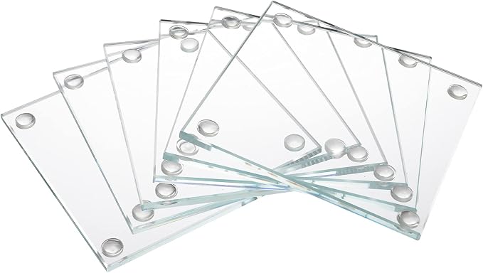 Set of 6 Square Glass Drink Coasters, 3.5"x3.5" Crystal Coasters - Image 9