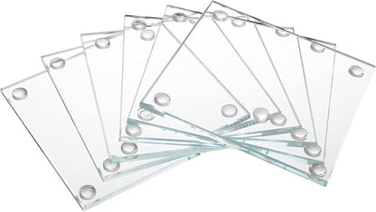 Set of 6 Square Glass Drink Coasters, 3.5"x3.5" Crystal Coasters - Image 9