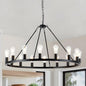 16-Light Black Wagon Wheel Chandelier, 40 inch Farmhouse Chandelier Dining Room, Round Rustic Chandeliers, Vintage Ceiling Hanging Pendant Light Fixture for Kitchen Island Living Room Bedroom Foyer