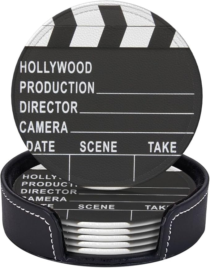 Movie Cinema Lapper Board Drinking Coasters PU Leather Coaster by YISHOW