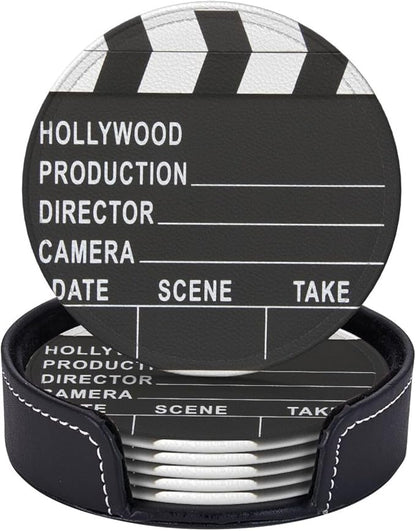 Movie Cinema Lapper Board Drinking Coasters PU Leather Coaster by YISHOW