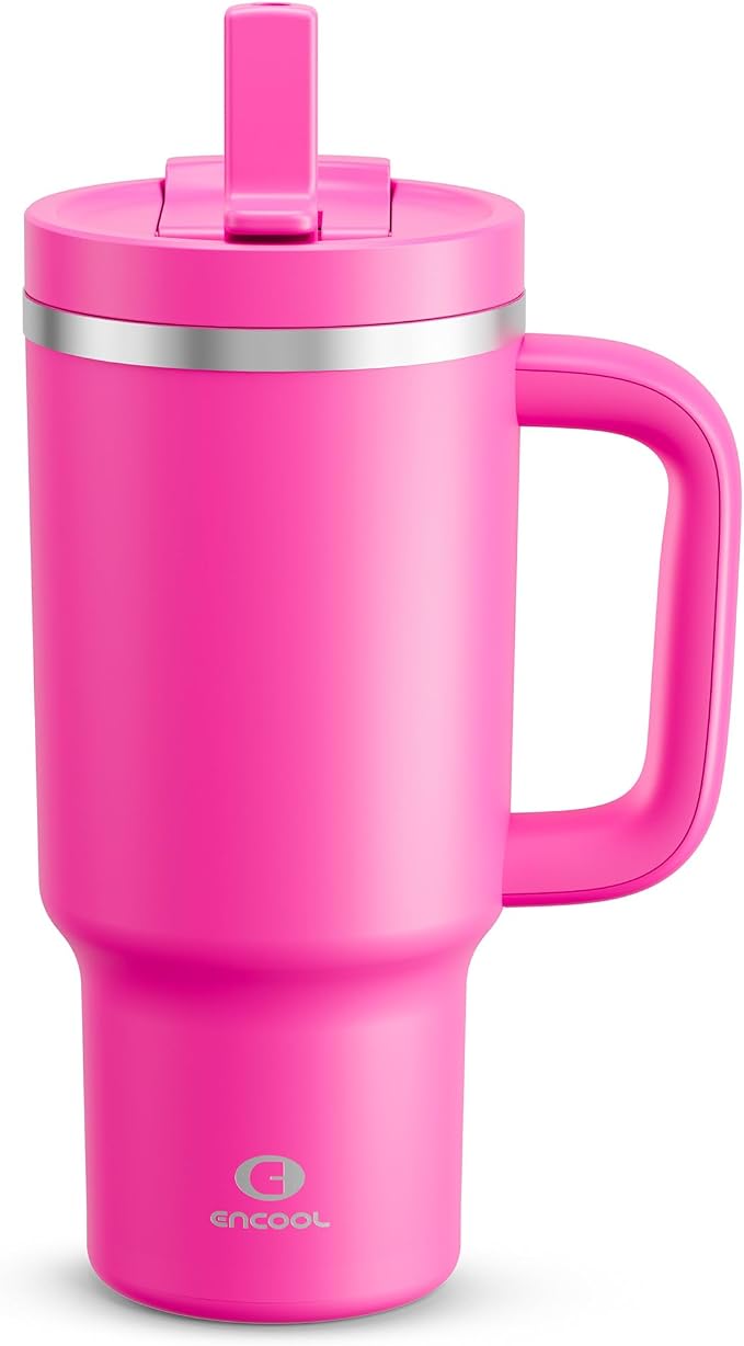 ENCOOL 32 oz Tumbler with Handle and Straw: Stainless Steel Insulated Tumbler by ENCOOL