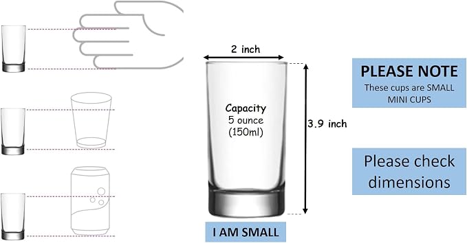 BOHEM'S Small Juice Glasses, Mini Clear Glass Cups Tumblers, 5.1 Oz, Drinking - Image 7