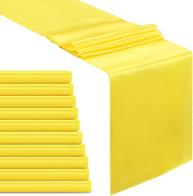 Yellow Satin Table Runners 10 Pack 12x108 inch Silk Smooth Fabric | Bright by B-COOL