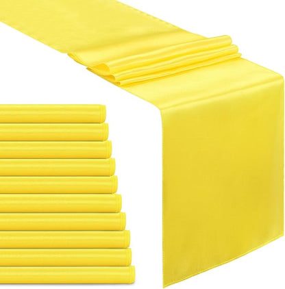 Yellow Satin Table Runners 10 Pack 12x108 inch Silk Smooth Fabric | Bright by B-COOL