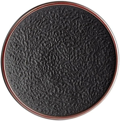 Heika Black Matte Textured Stoneware Dinner Plate, 11 Inch Coupe Style, Round, Banded Rim, Oven Safe, 12 per Case