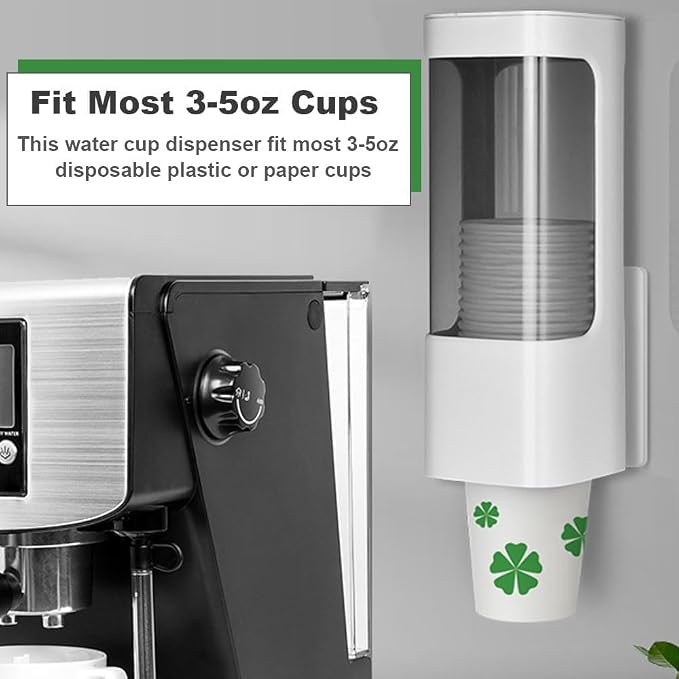 Cup Dispenser, Wall Mount Water Cooler Cups Holder Fit 3-5oz Cup | Fit Paper & - Image 4