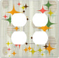 Light Switch Cover Mid Century Modern Retro Stars 2 Gang Decorative SwitchPlates Double Duplex Wall Plates Switch Plates and Outlet Covers for Bathroom Bedroom Decor