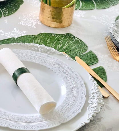 " OCCASIONS " 240 Plates Pack,(120 Guests) Extra Heavyweight Vintage Wedding Disposable/Reusable Plastic Plates 120x11'' Dinner + 120x8.25'' Salad/Dessert Plate (Chateau White)