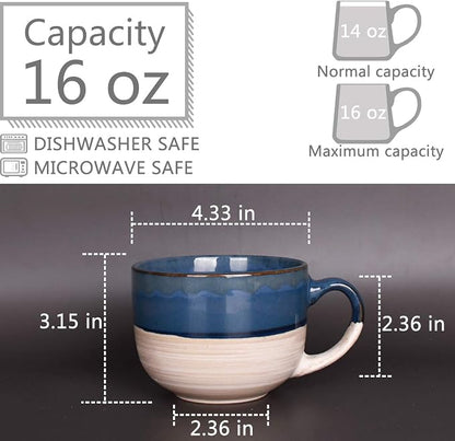 Bosmarlin Large Ceramic Coffee Mug Set of 2, Stoneware Latte Mug - Image 2