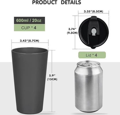 Greentainer 4 Pack Plastic Travel Coffee Mug Set, 20 oz Spill Proof Drinking - Image 2