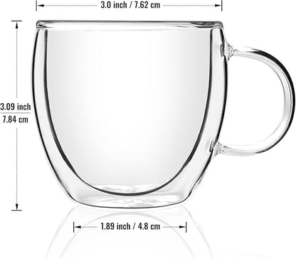 Double Wall Glass Espresso Cups 5oz/150ml, A set of 2, Thermo Insulated - Image 9