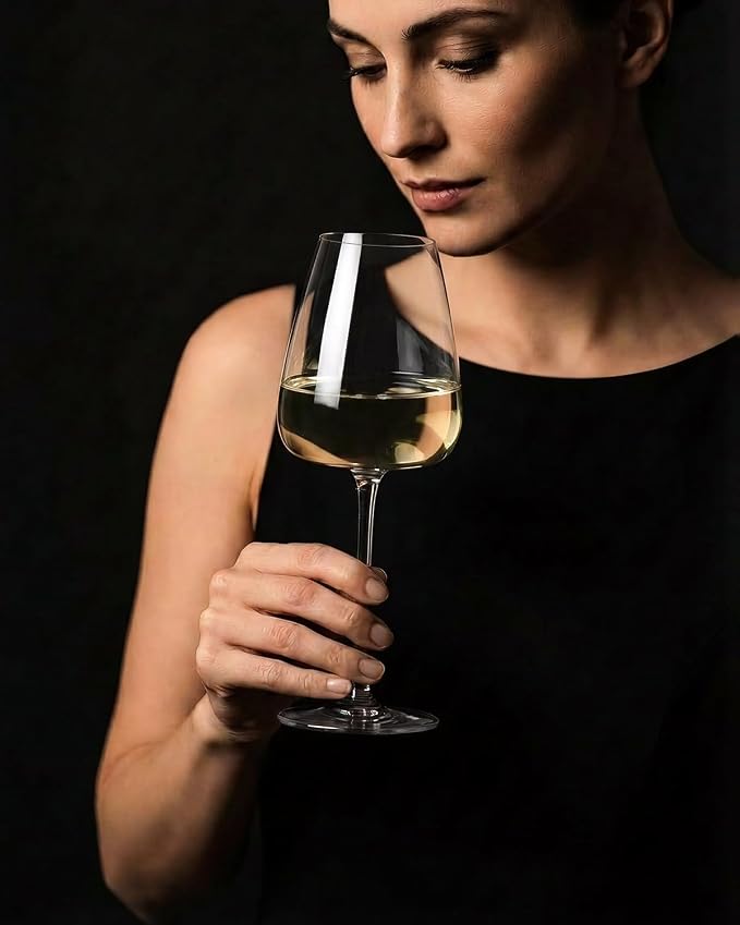 White Wine Glasses Set of 6, 15oz Crystal Wine Glasses - Image 9