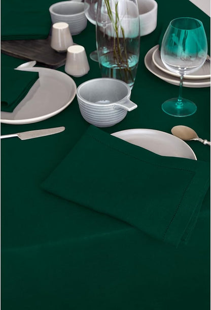 Solino Home Green Linen Tablecloth 70 x 108 Inch - 100% Pure Linen Table Cloth for Rectangle Tables - Sonoma, Machine Washable Tablecloth for Winter, St Patricks Day