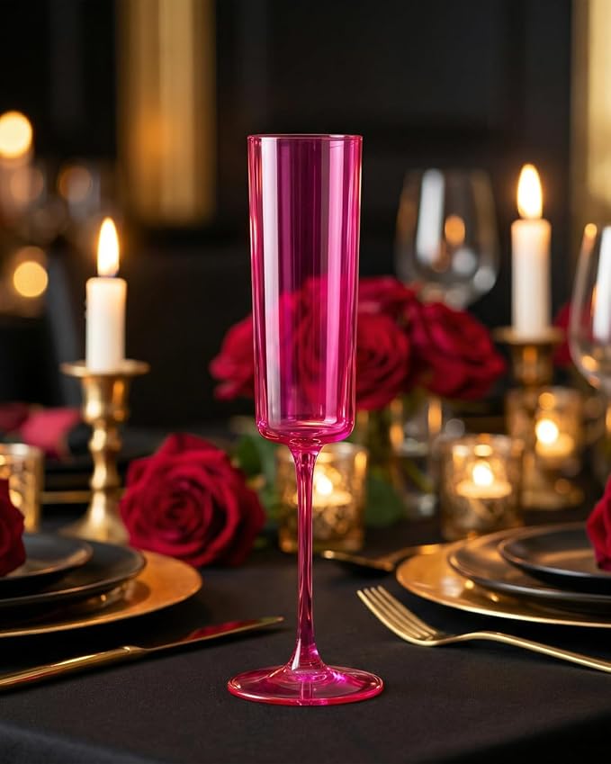 Ciaell 24 Pack Hot Pink Plastic Champagne Flutes - Image 7