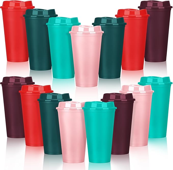Domensi 15 Pack Reusable Plastic Coffee Cups by Domensi