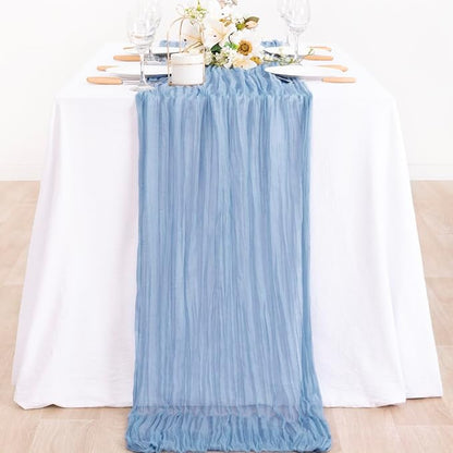 6 Pack Dusty Blue Cheesecloth Table Runner 10ft Boho Gauze Centerpiece | - Image 4