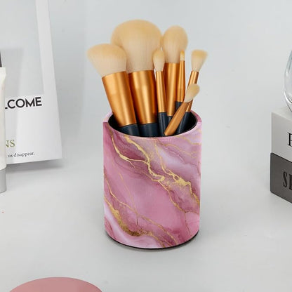 Pink Gold Marble Leather Pen Holder - Image 6