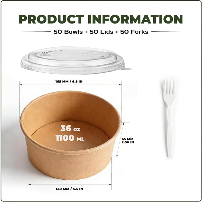 TOPtoper 36Oz 50Pcs Large Paper Bowls - Image 5