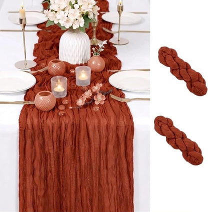 2 Pack Terracotta Cheesecloth Table Runner 17x108 Inch Boho Rustic Semi Sheer by Unknown