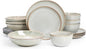 Highland 16pc Dinnerware Set, Unique Organic Shape Double Bowl, Stoneware Plate by HomeVSS