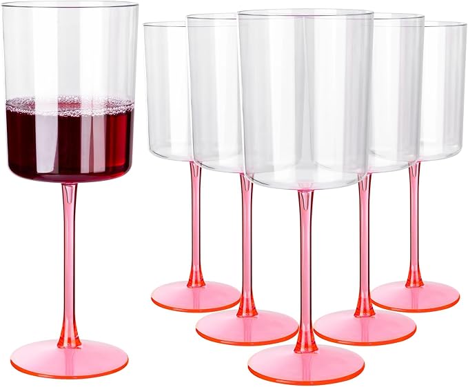 Ciaell 12 Pack Pink Plastic Wine Glasses by Ciaell