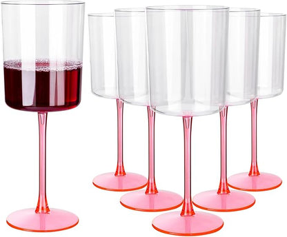 Ciaell 12 Pack Pink Plastic Wine Glasses by Ciaell