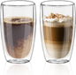 Double Wall Glass Coffee Mugs Set of 2, 15oz/440ml Insulated Glass Mugs by LYTDMSKY
