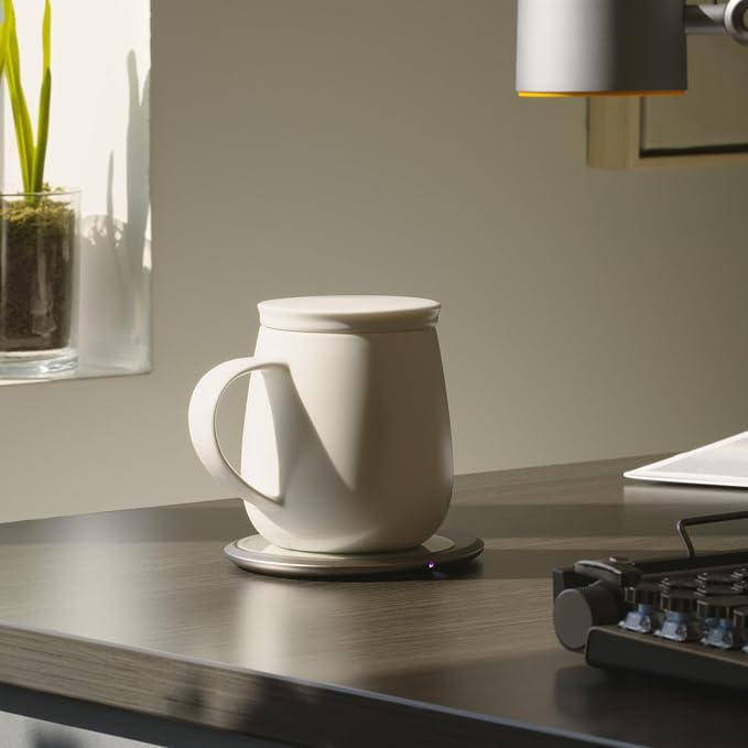 Ui 3 Self-Heating Mug Set – Jasmine White | 12 fl oz / 355 mL Ceramic Coffee & - Image 4