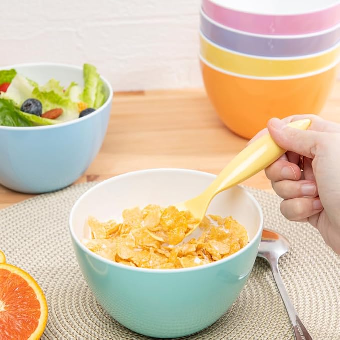 Set of 6 Large Bowls, 5.5-Inch 30.4 OZ ColorPop Melamine Bowls, Unbreakable - Image 3
