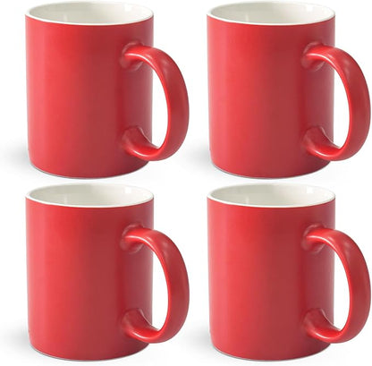 12 oz Cup Plain Gloss Red Ceramic Coffee Mug Set of 4 by Momugs
