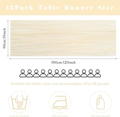12 Pcs Beige Cheesecloth Table Runner 10FT Runner - Image 3