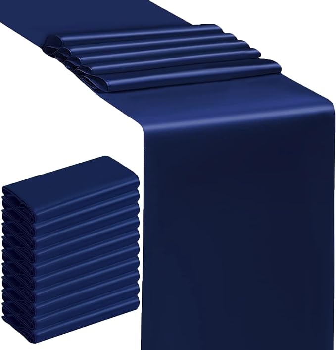10 Pack Satin Navy Blue Table Runners by SINSSOWL